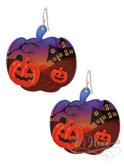 Pumpkin Haunted House Earrings - BFF Here