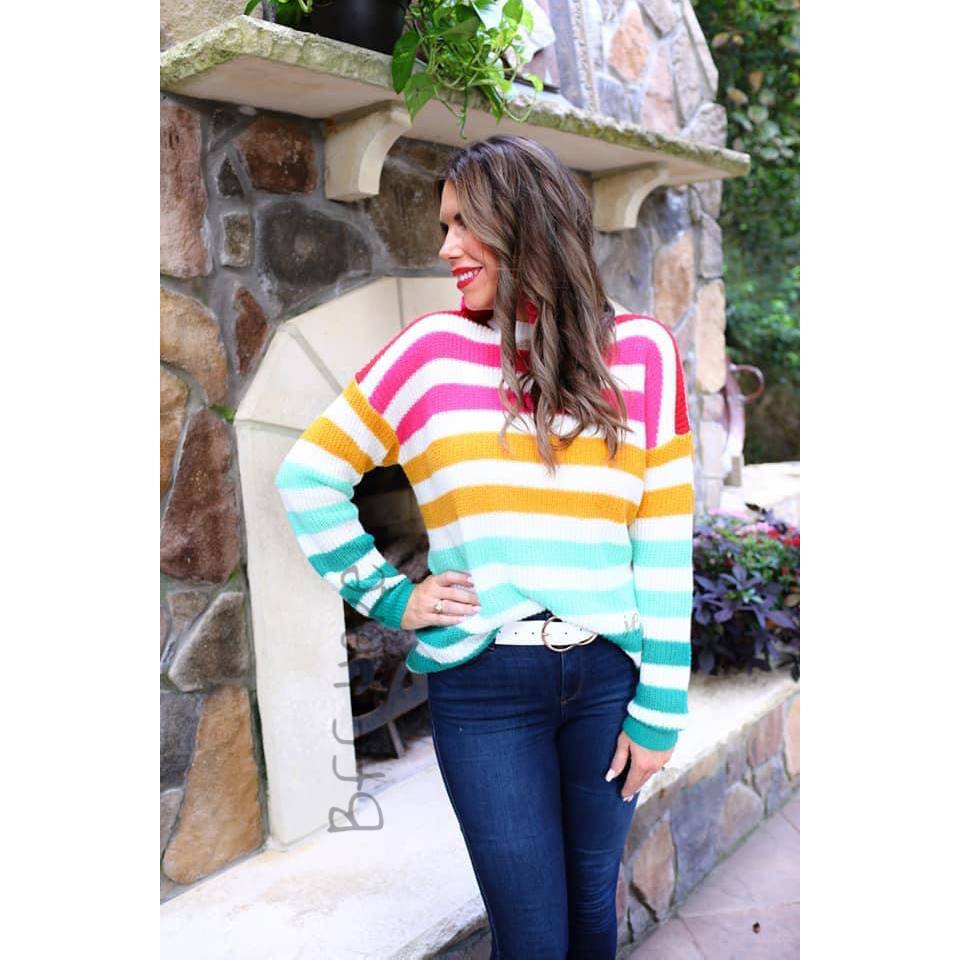 Candy Crush Stripped Sweater - BFF Here