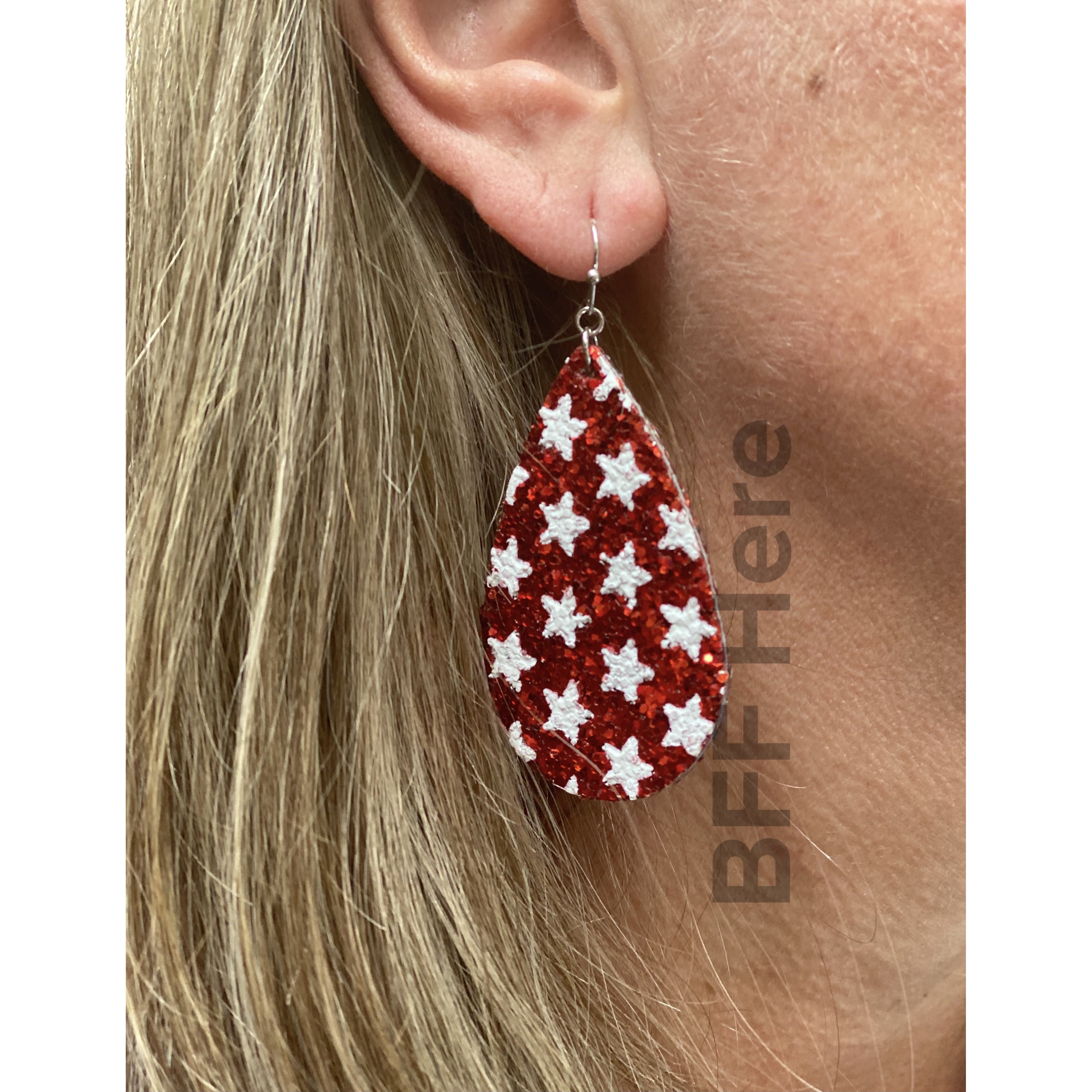 Glitter Star Tear Drop Earrings -- Choice of Color - BFF Here