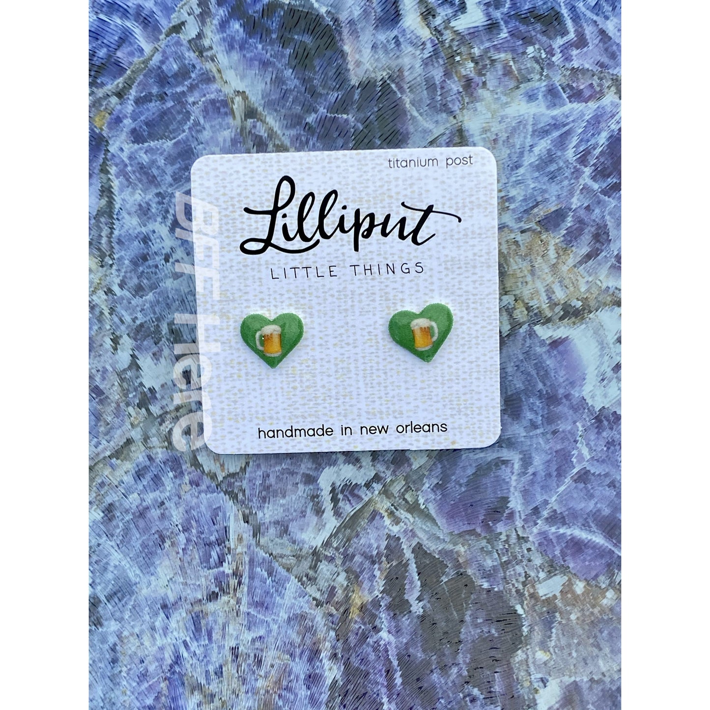 Green Beer Heart Earrings - BFF Here