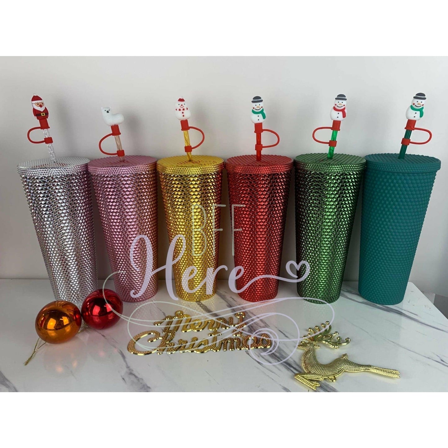 Holiday Studded Tumbler -- Choice of Color - BFF Here