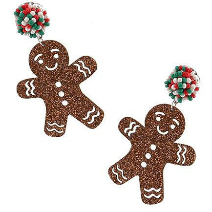 Gingerbread Glitter Earrings - BFF Here