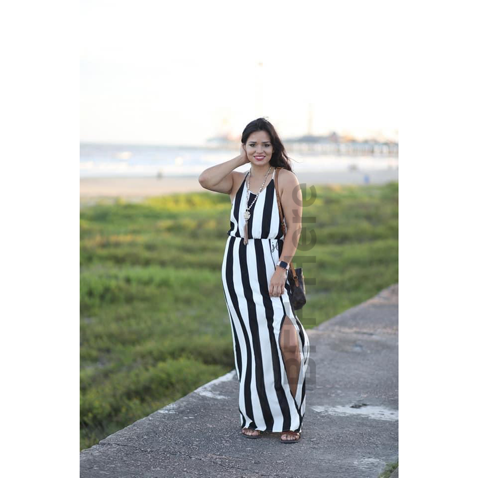 Daisy Stripped Maxi Dress - BFF Here