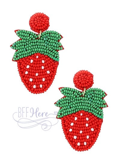 Strawberry Seed Bead Earrings - BFF Here