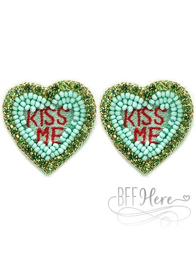 Kiss Me Heart Seed Bead Earrings - BFF Here