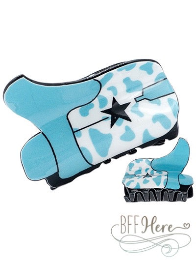 Cowgirl Boot Hair Clip — Blue - BFF Here