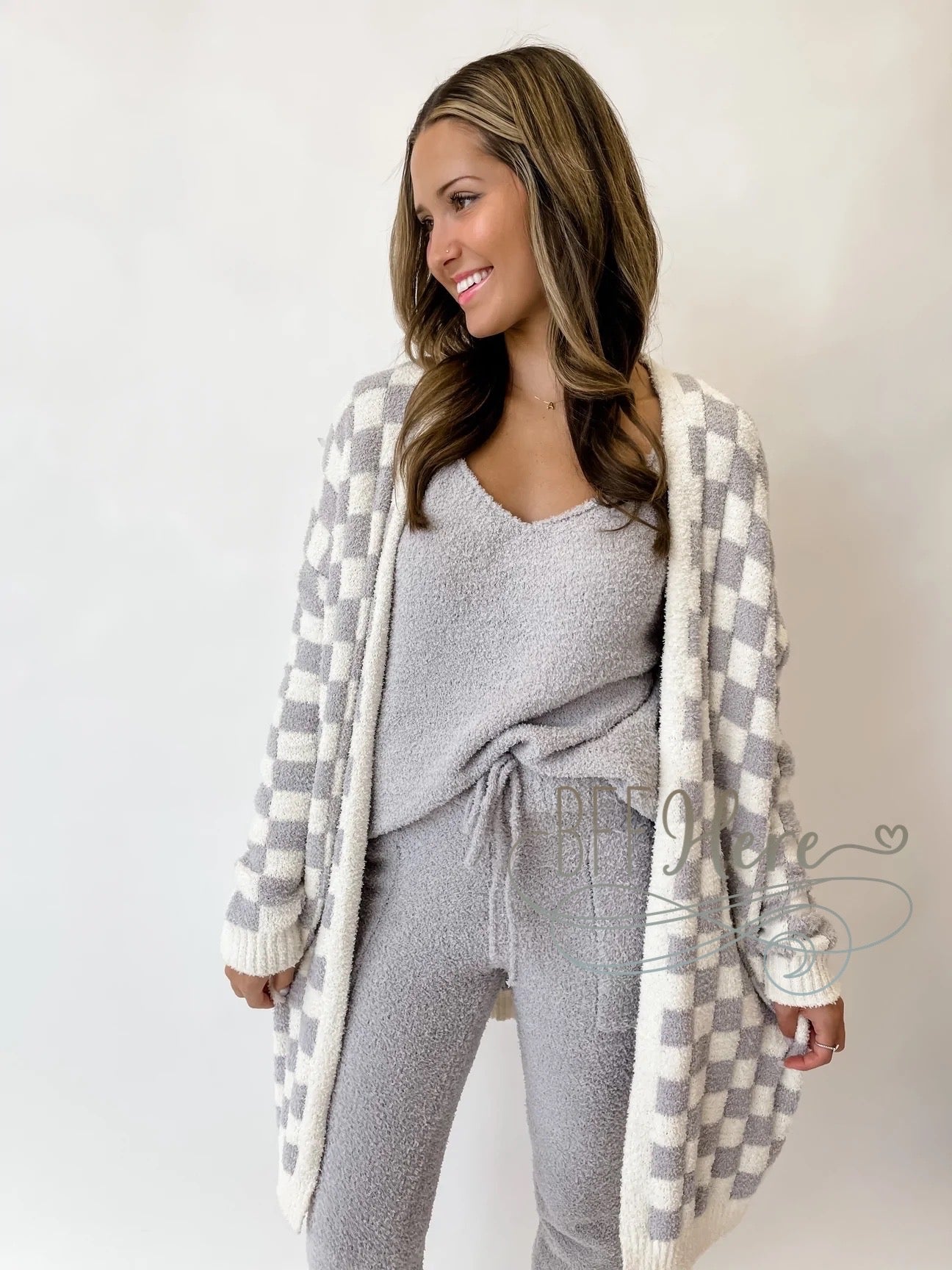 Skyler Cloud Cardigan — Gray Checked - BFF Here