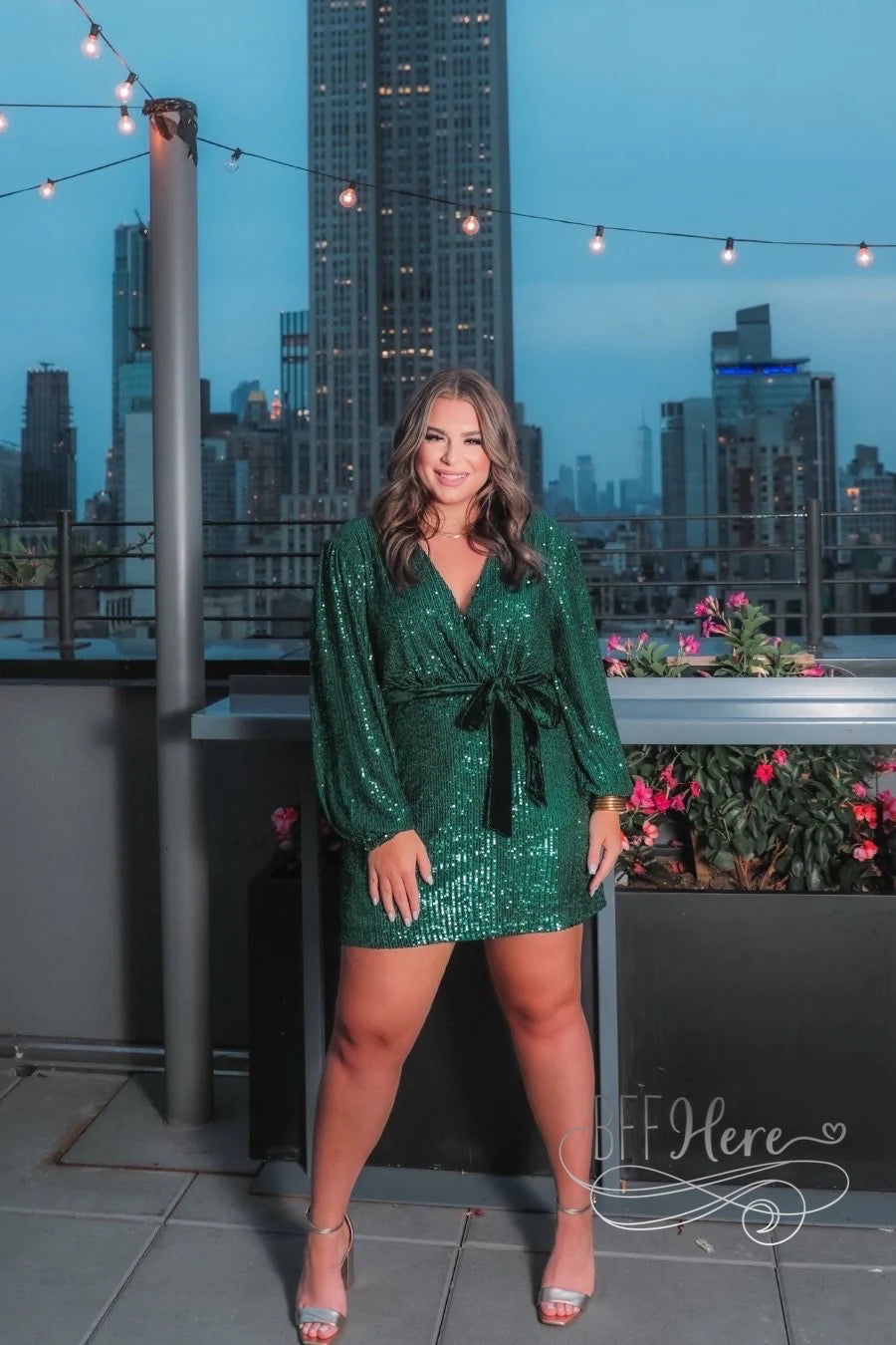 Shades of Shimmer Sequin Dress — Emerald Green - BFF Here