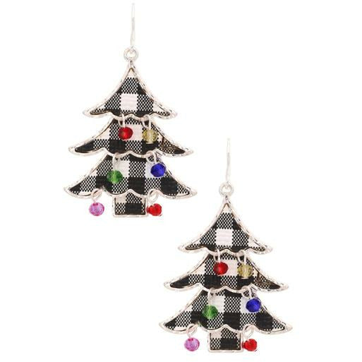 Buffalo Plaid Christmas Tree Earrings - BFF Here