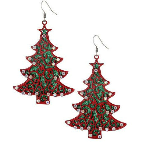 Christmas Glitter Tree Earrings - BFF Here