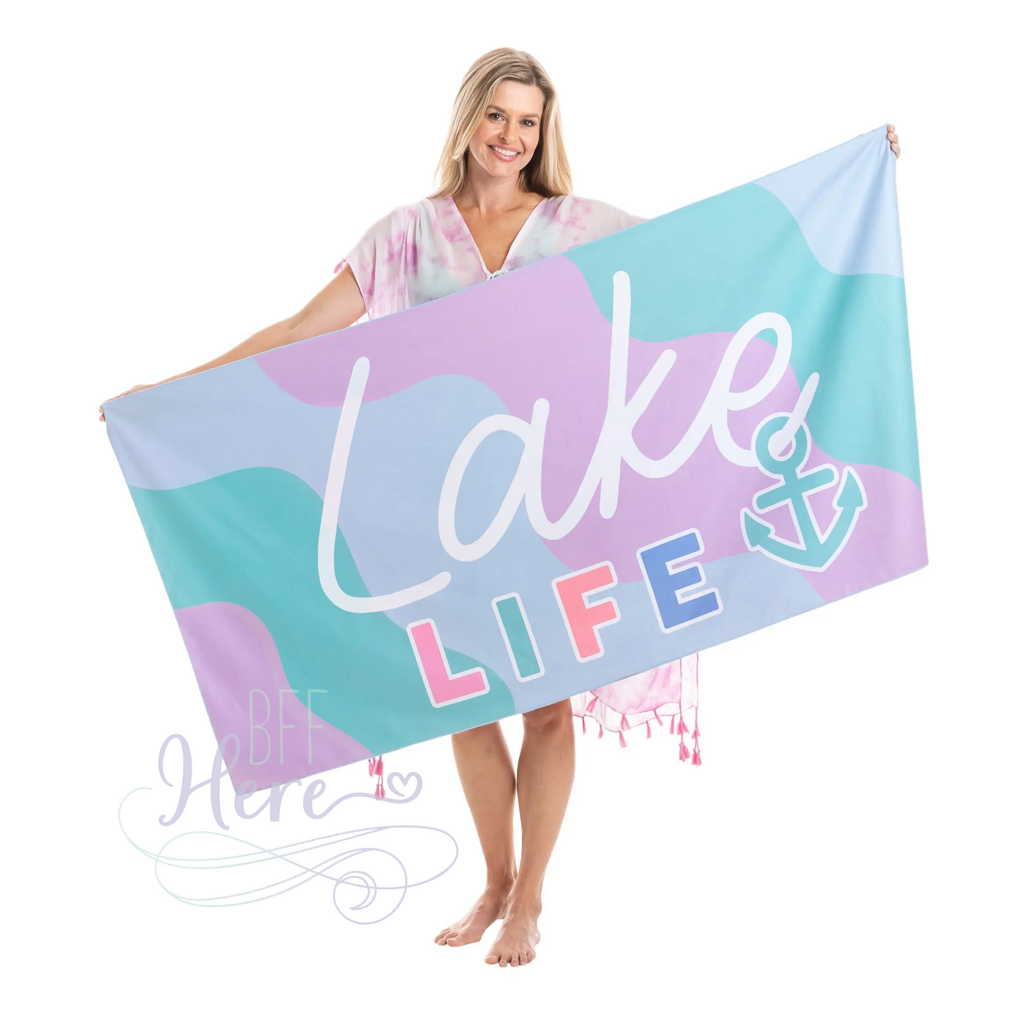 Quick Dry Beach Towel -- Lake Life - BFF Here