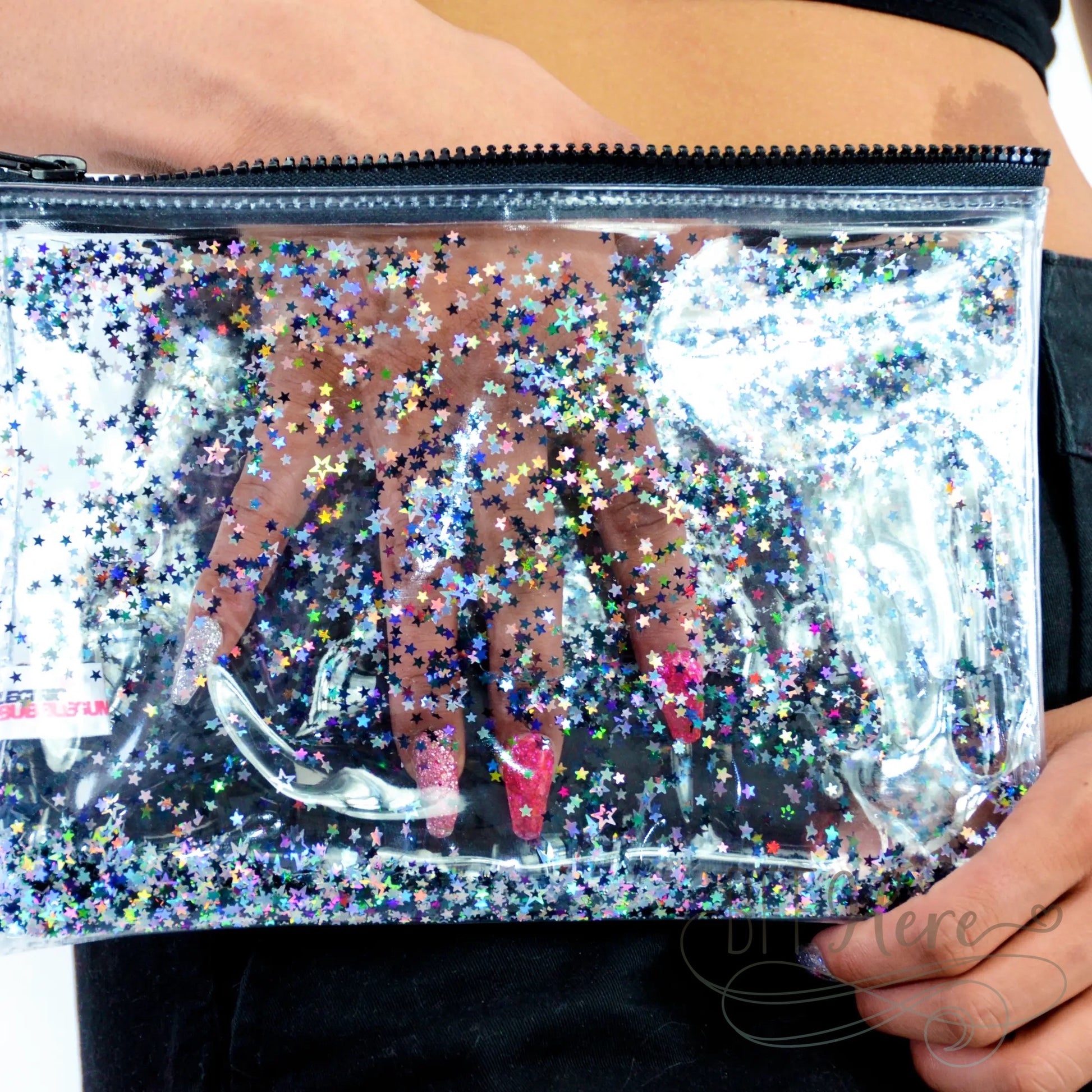 Liquid Glitter Zip Clutch - Midnight Glam - BFF Here