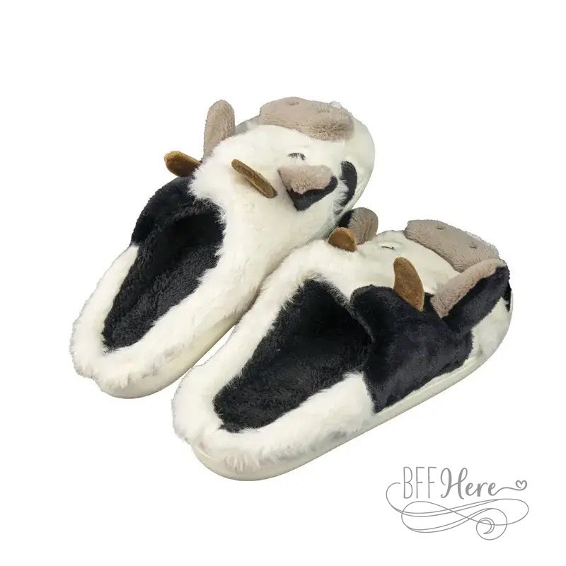 Cow Faux Fur Slippers - BFF Here