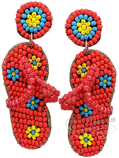 Flower Flip Flop Seed Bead Earrings - BFF Here