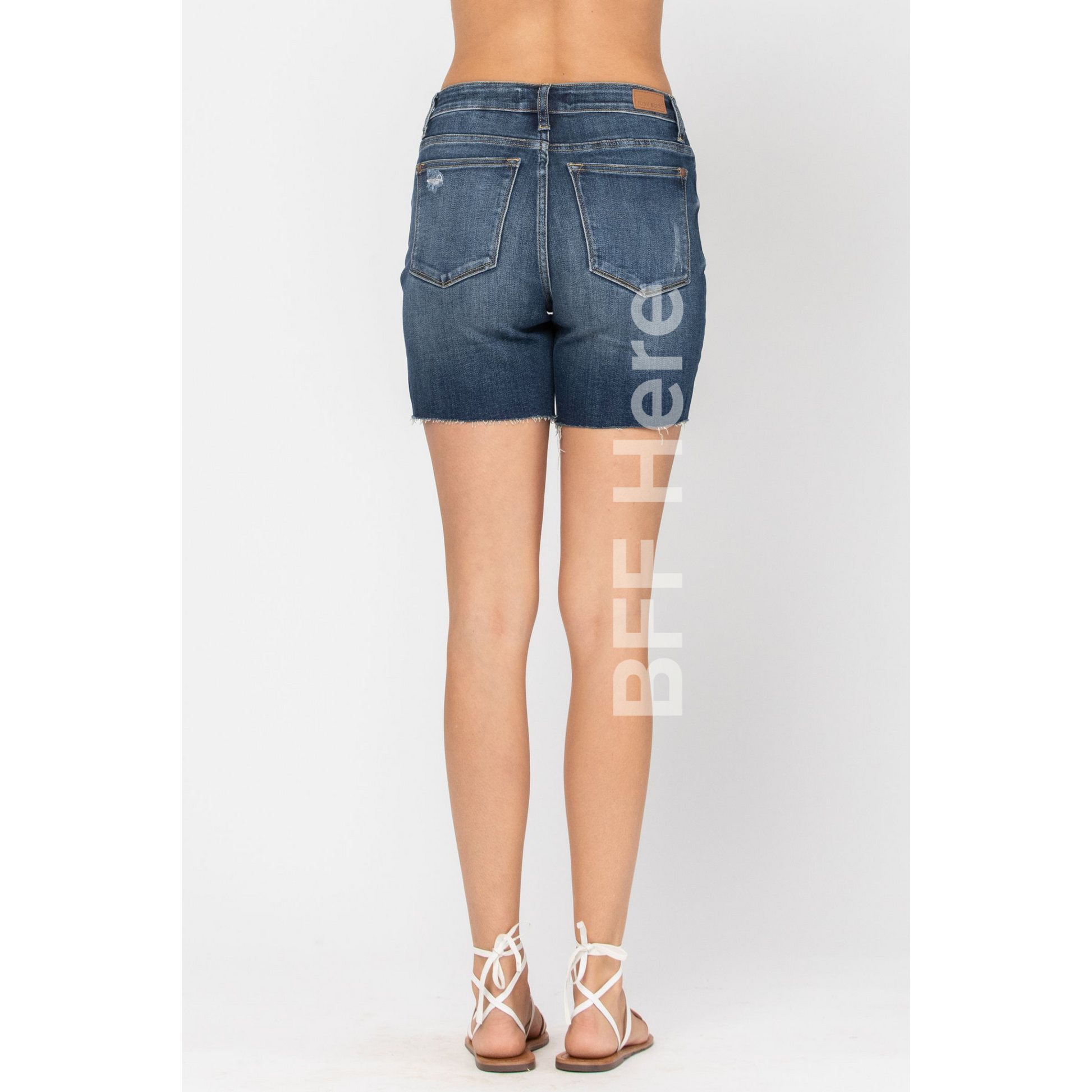 Dark Blue Mid Thigh Shorts by Judy Blue - BFF Here