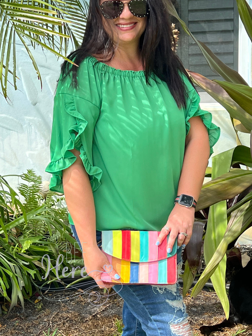 Flora Rainbow Striped Leather Crossbody Bag Purse - BFF Here