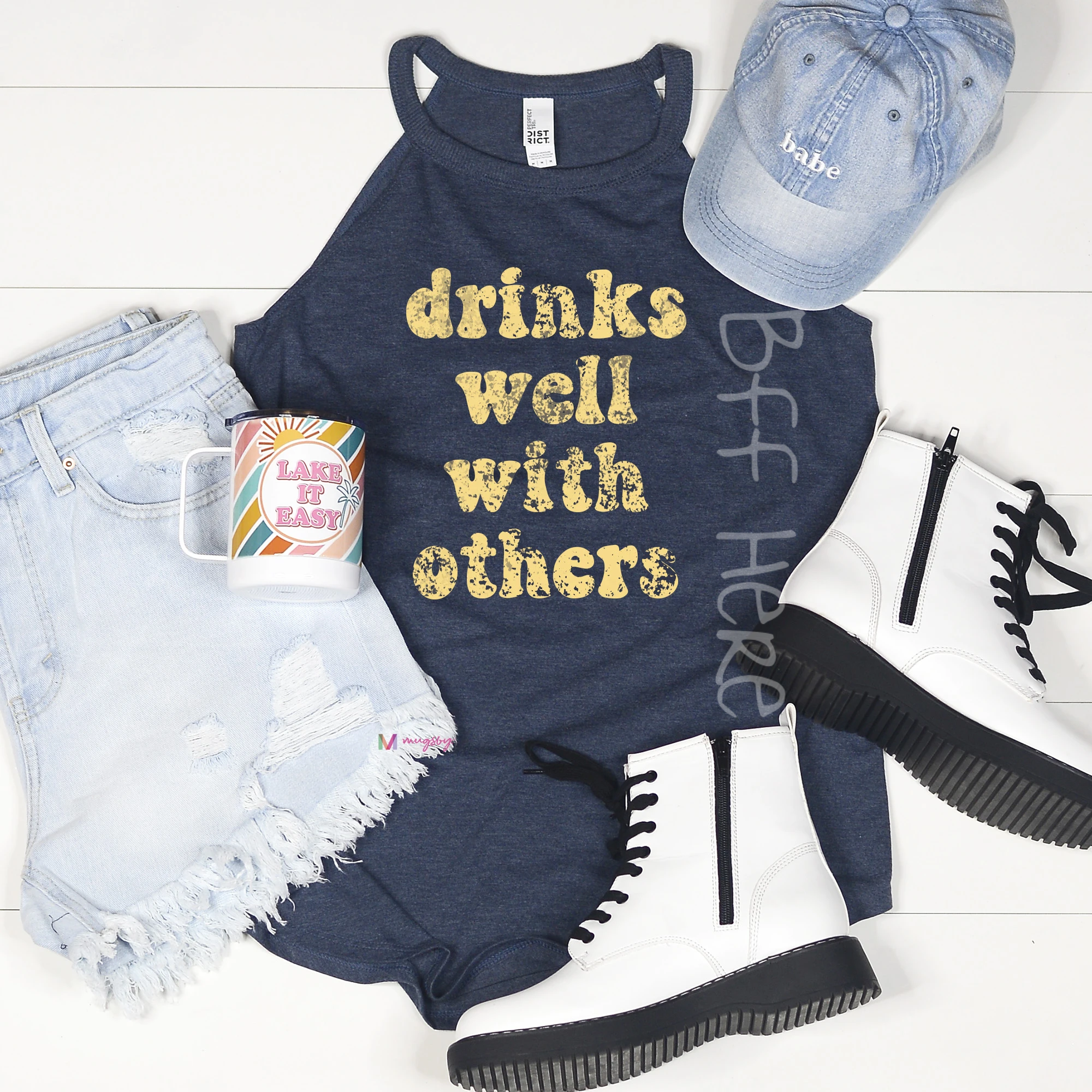 Drinks Well With Others Rocker Tank - BFF Here