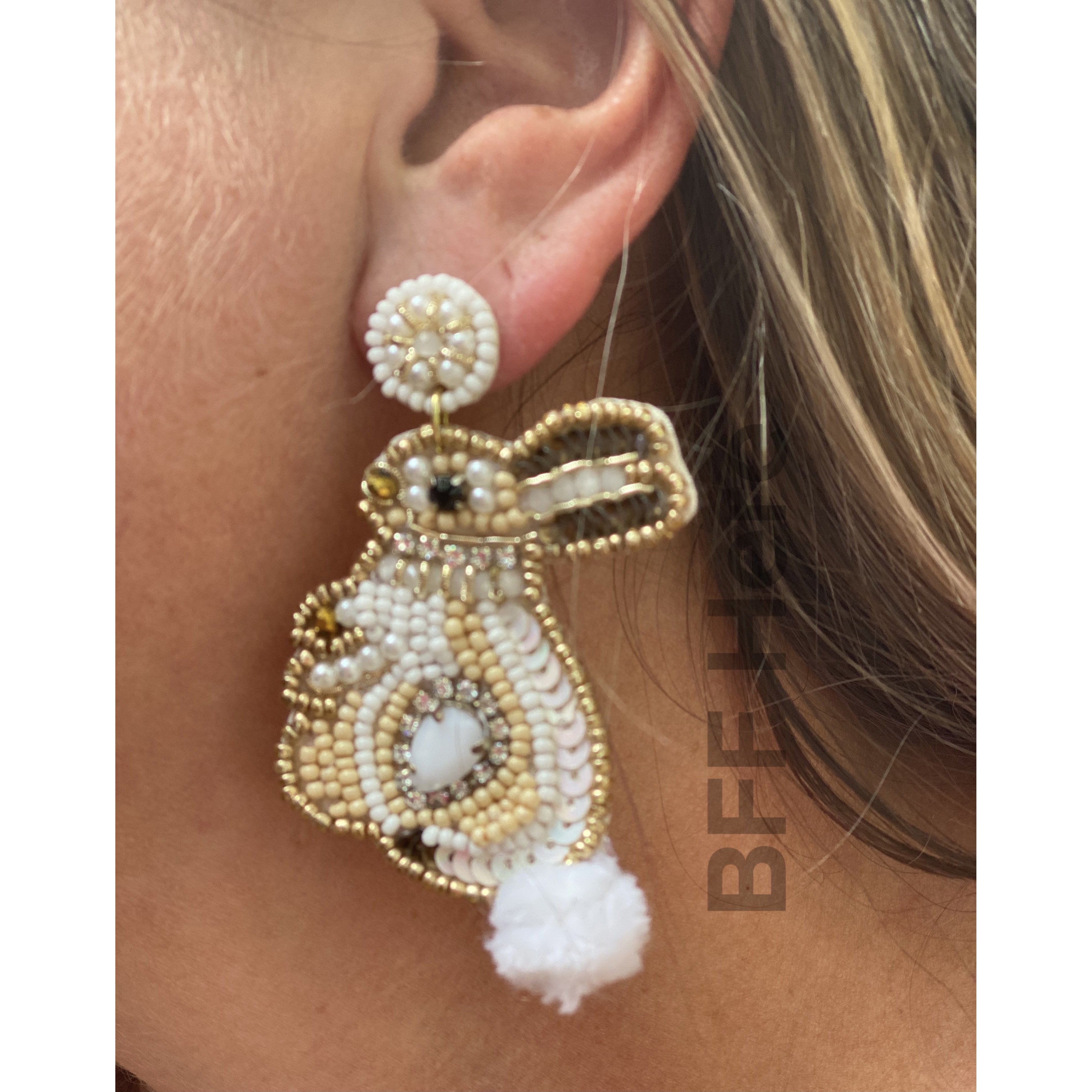 Easter Bunny Seed Bead Earrings -- Choice of Color - BFF Here