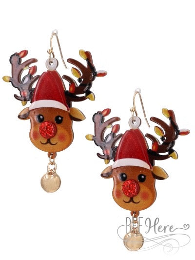 Christmas Reindeer Earrings - BFF Here