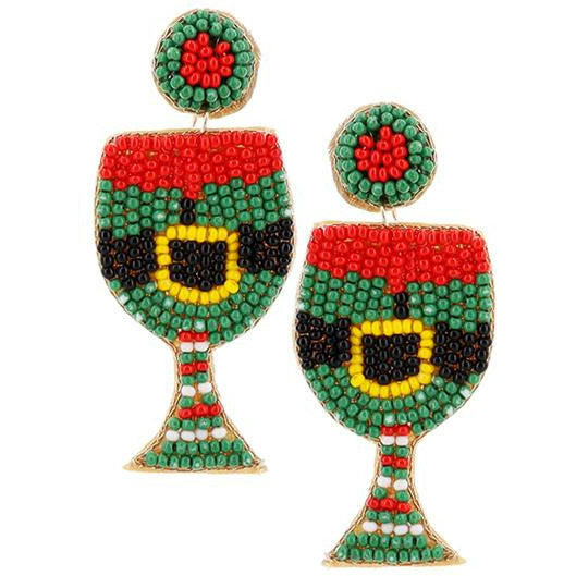 Elf Wine Glass Seed Bead Earrings - BFF Here