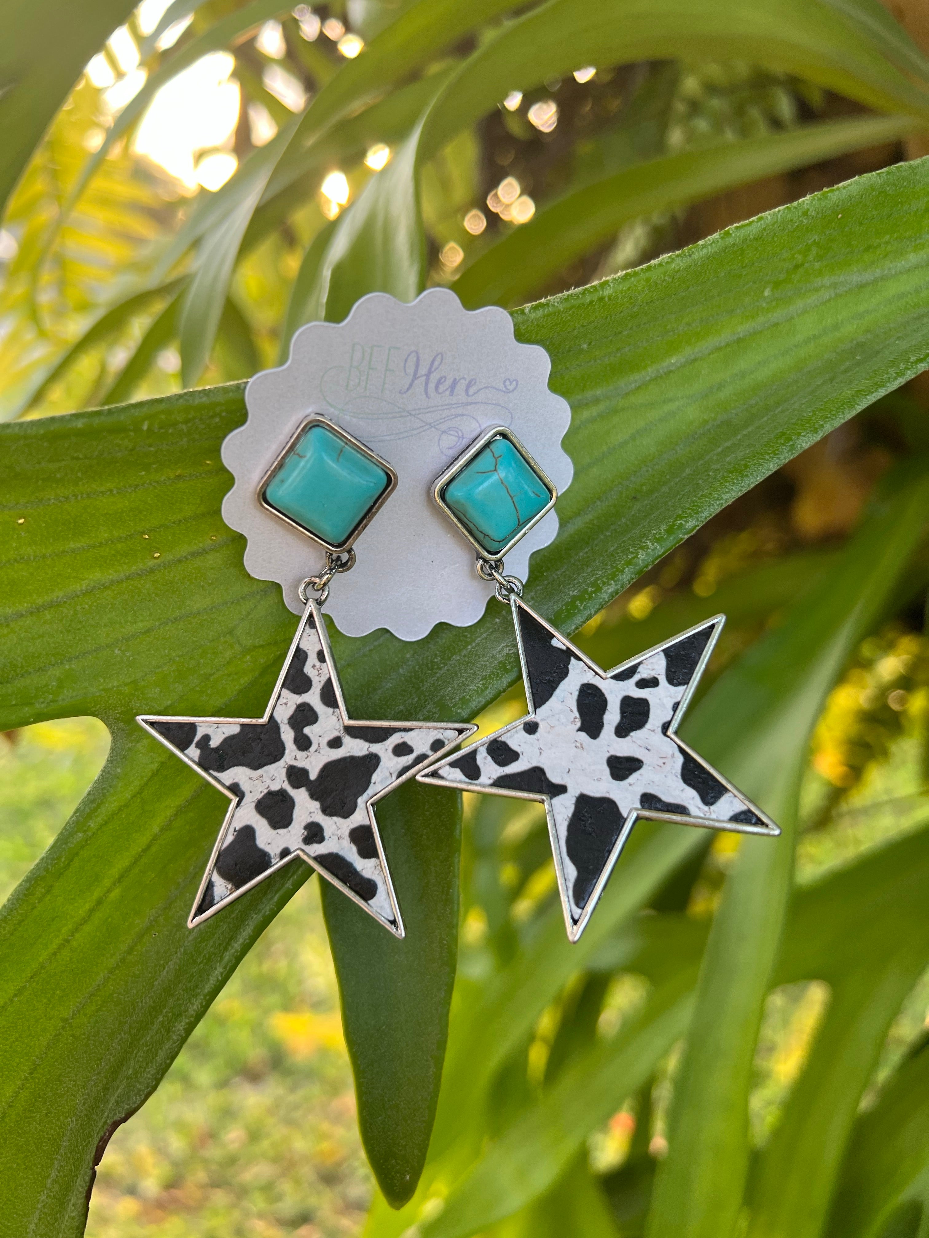 Maverick Animal Print Star Earrings - BFF Here