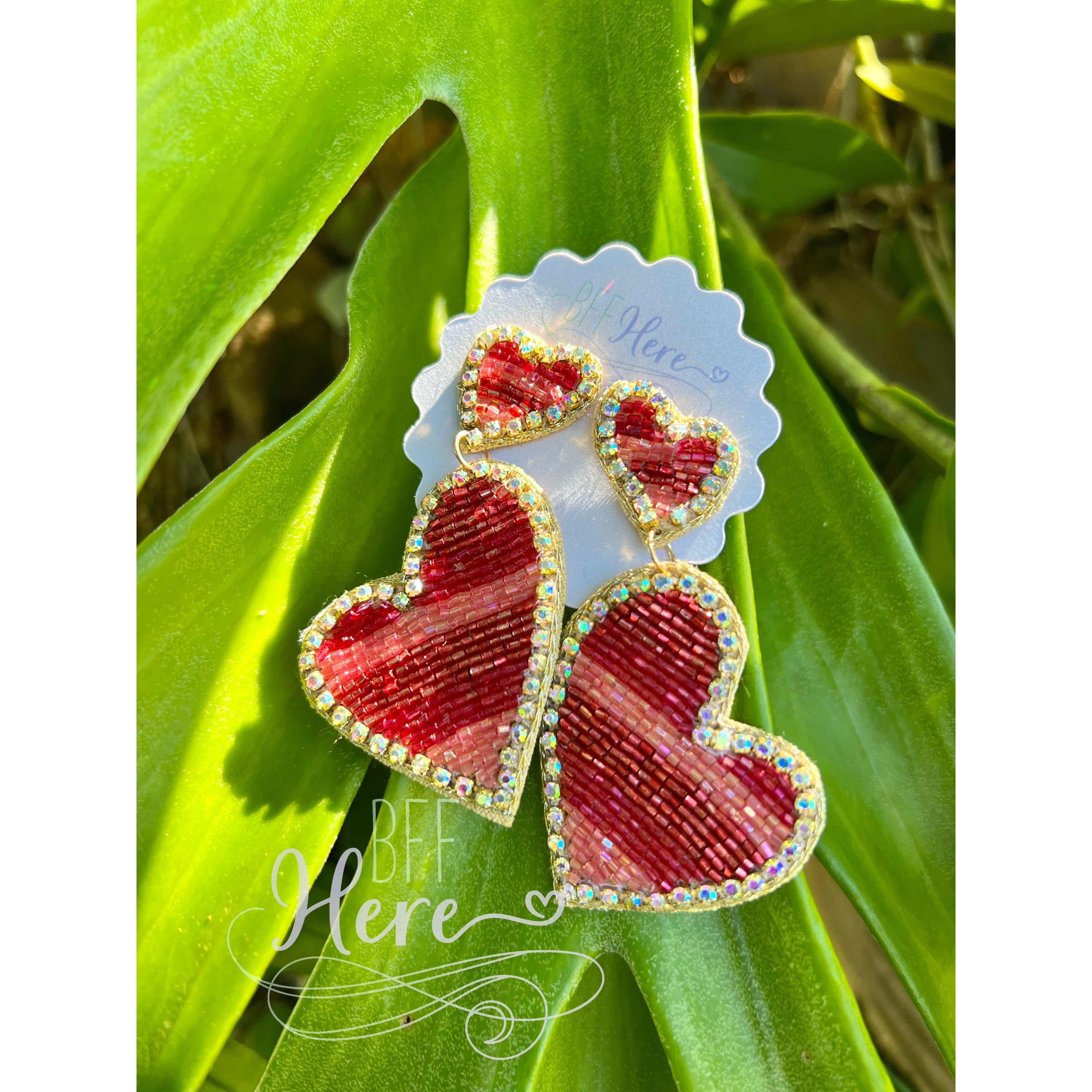 Lovely Heart Seed Bead Earrings - BFF Here