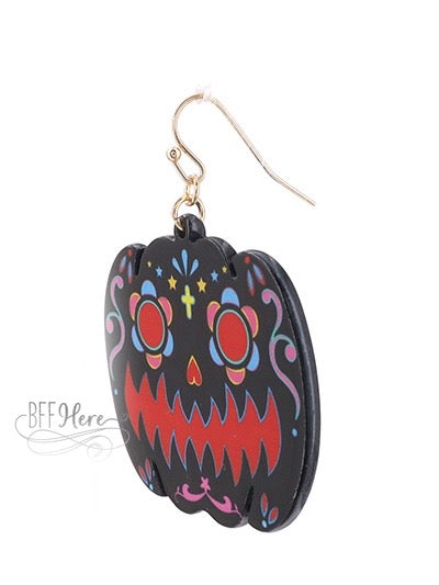 Painted Pumpkin Earrings - Black - BFF Here