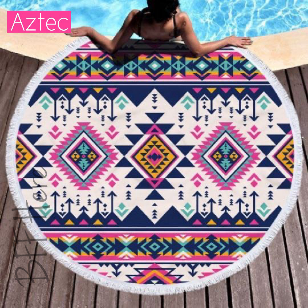 Round Beach Towel -- Aztec - BFF Here