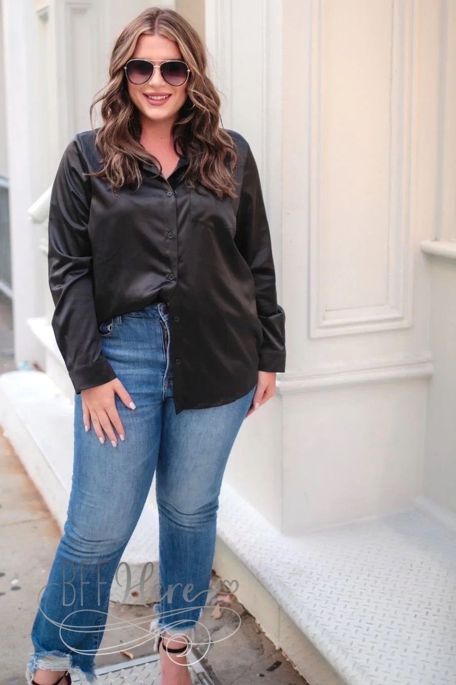 Boss Babe Button Up Top — Black - BFF Here