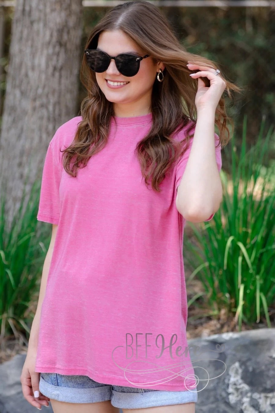 Sun Baked  Vintage Wash Tee — Pink - BFF Here