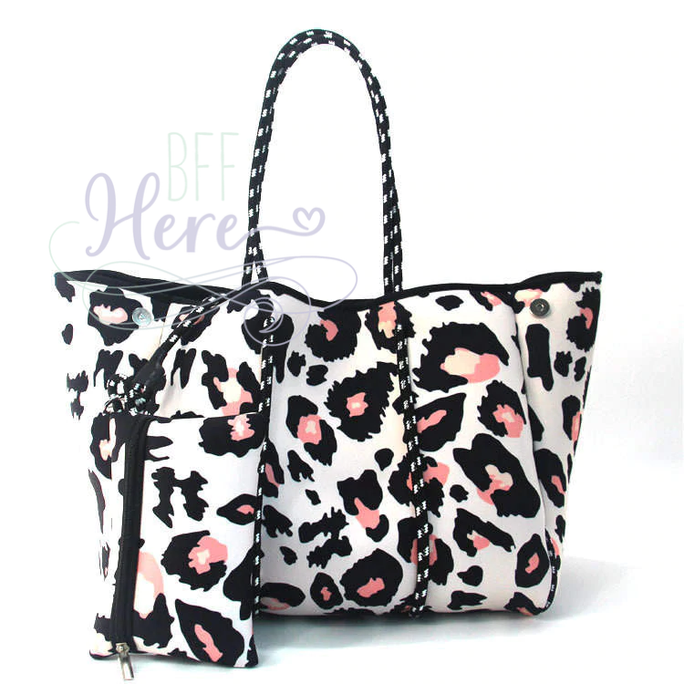 Neoprene Tote -- Soft Pink Leopard - BFF Here