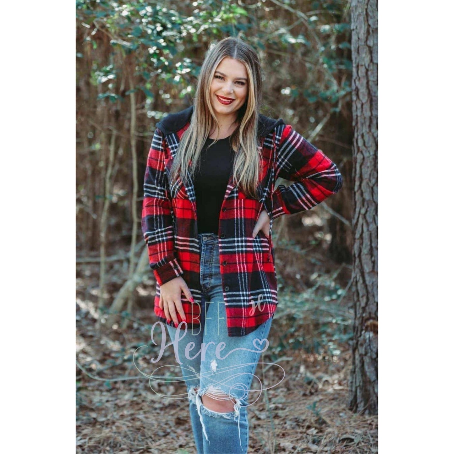 Hallee Hooded Plaid Shacket - BFF Here