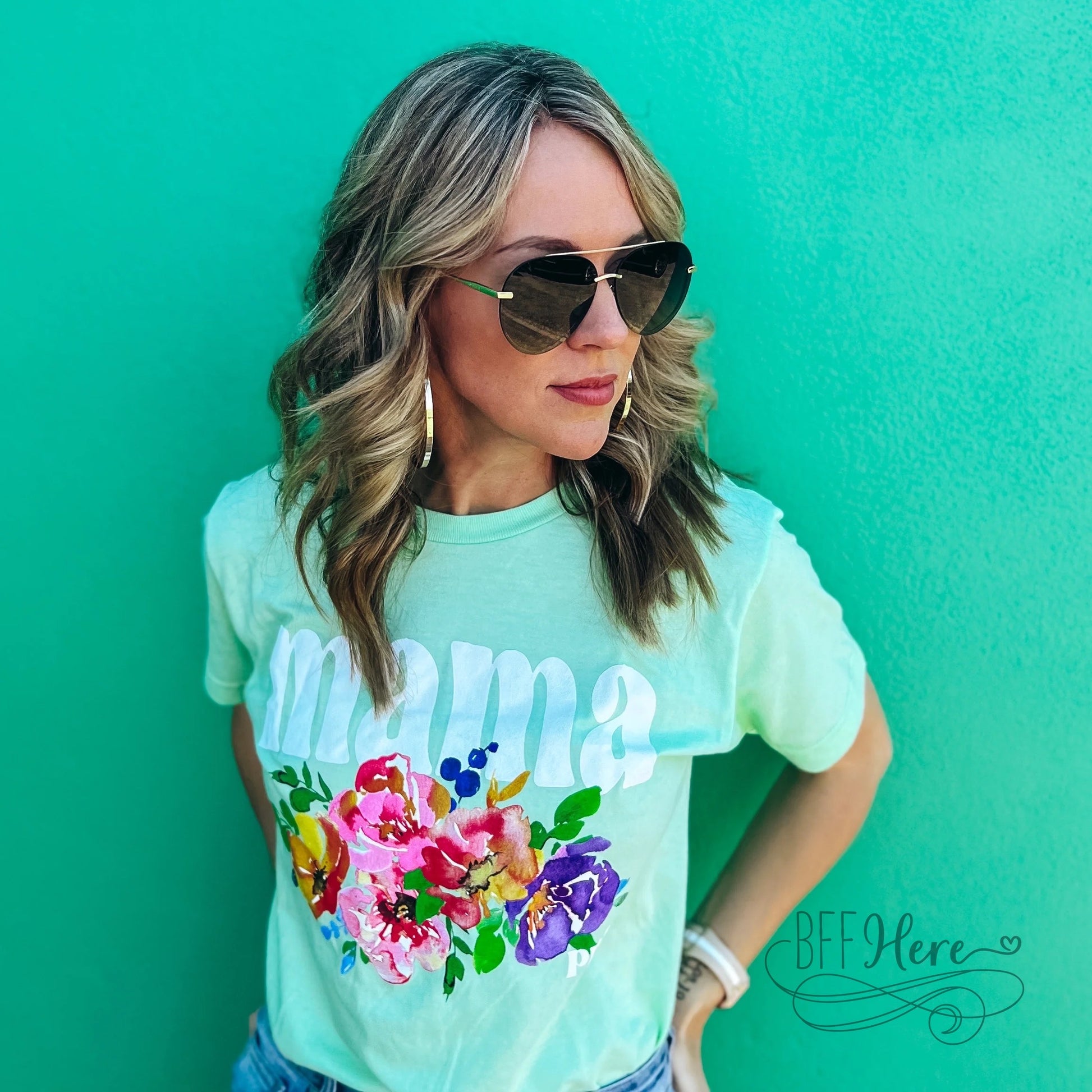 Floral Mama Watercolor T-Shirt - BFF Here