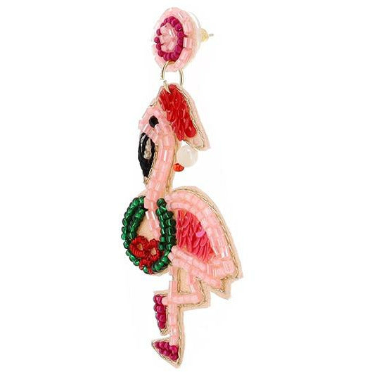 Vacay Flamingo Seed Bead Earrings - BFF Here