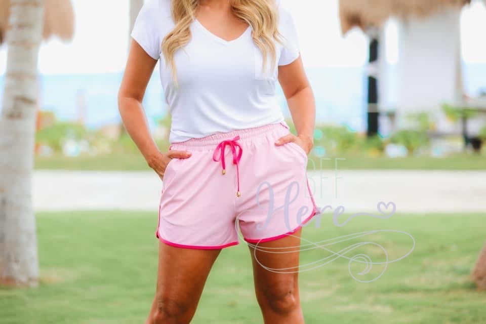 Think Pink Solid Drawstring Everyday Shorts - BFF Here