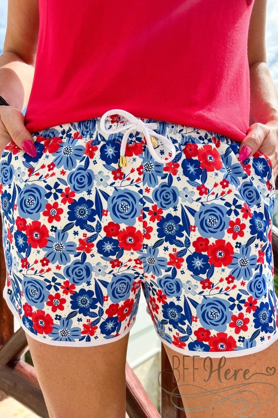 PREORDER-Liberty Floral Drawstring Everyday Shorts - BFF Here