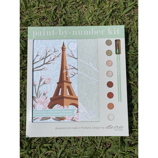 Eiffel Tower with Cherry Blossoms Paint-by-Number Kit - BFF Here