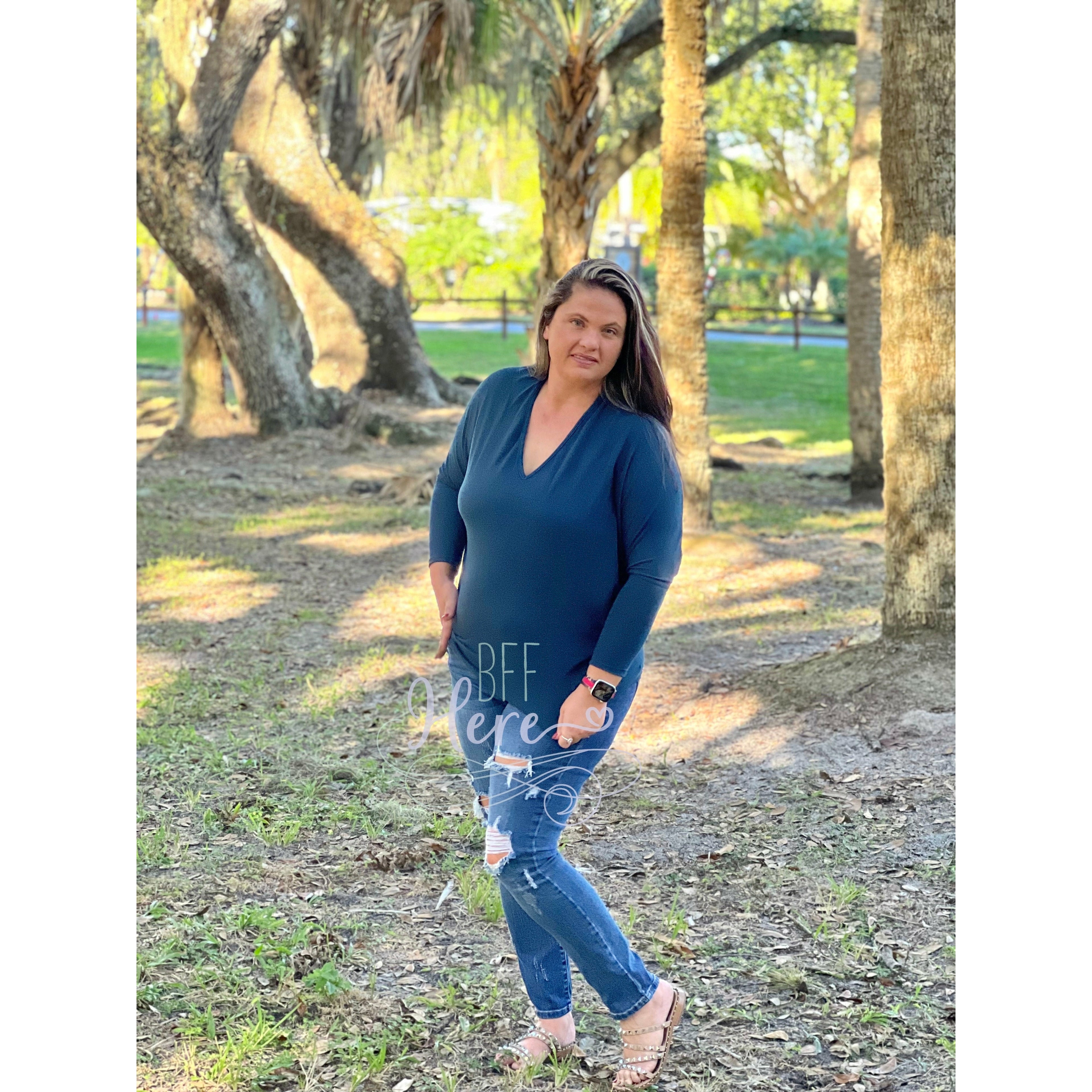 Melanie Dolman Top -- Teal - BFF Here