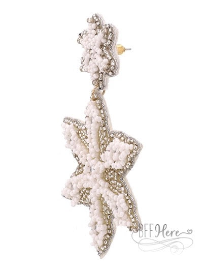 Icy Snowflake Seed Bead Earrings - BFF Here