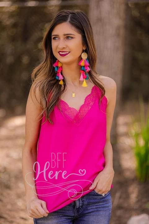Aria Lace Cami — Hot Pink - BFF Here