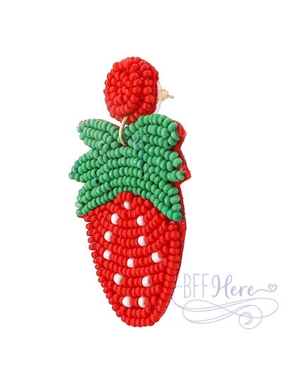 Strawberry Seed Bead Earrings - BFF Here