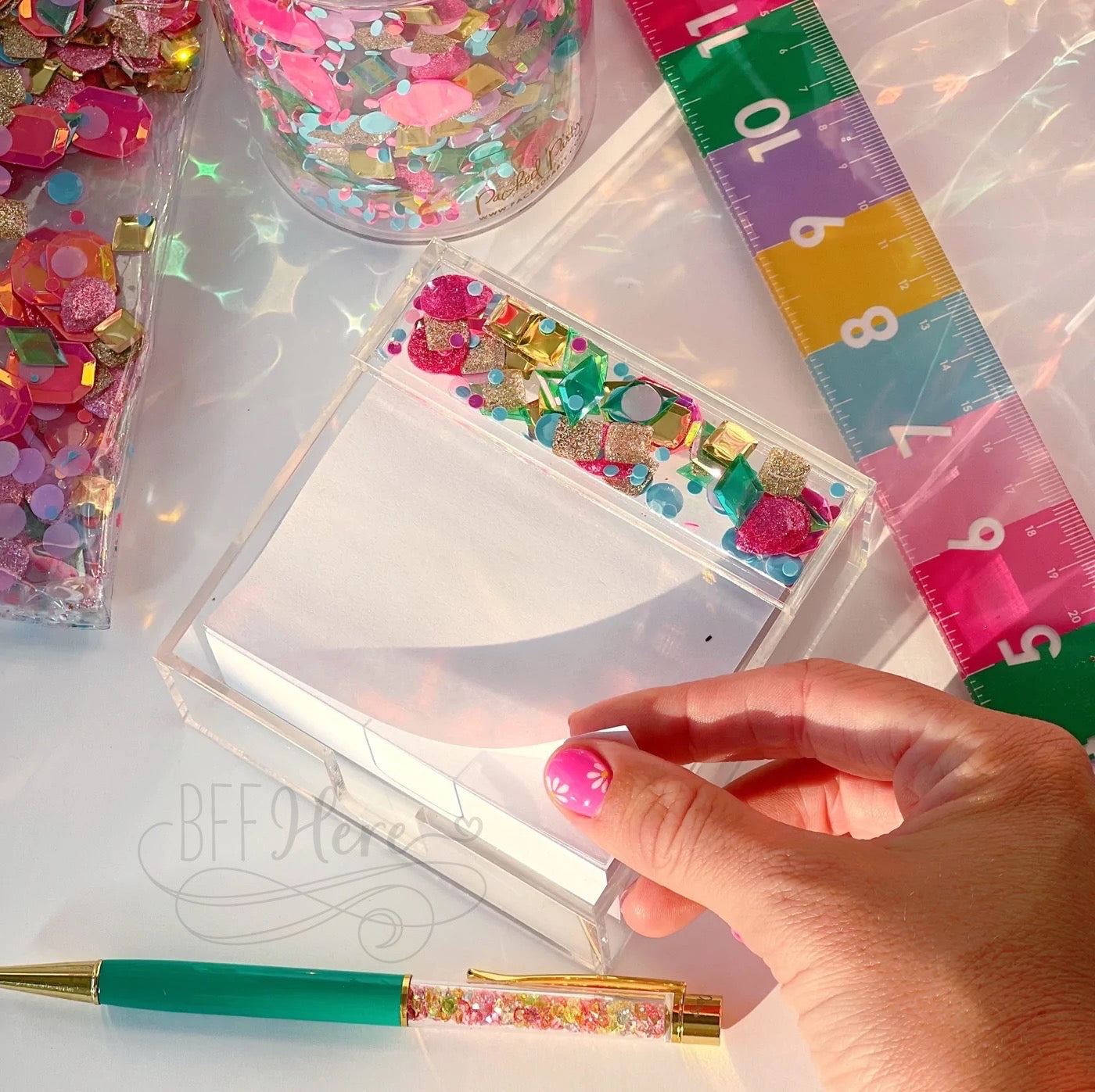 Be A Gem Confetti Notepad Holder by Packed Party - BFF Here