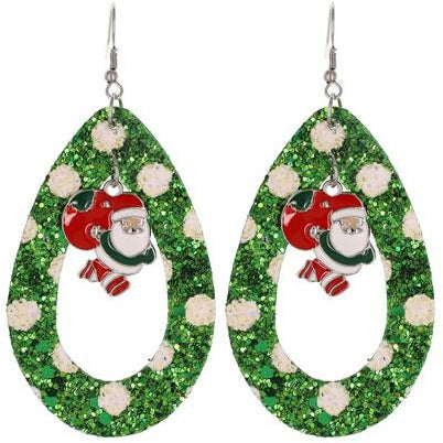 Santa Green & White Earrings - BFF Here