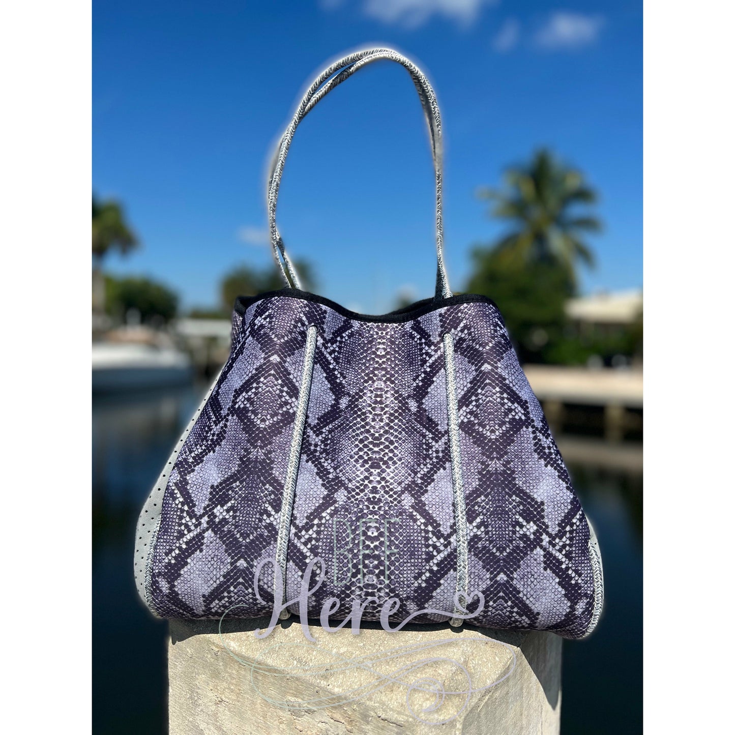 Neoprene Tote -- Concho Snakeskin - BFF Here