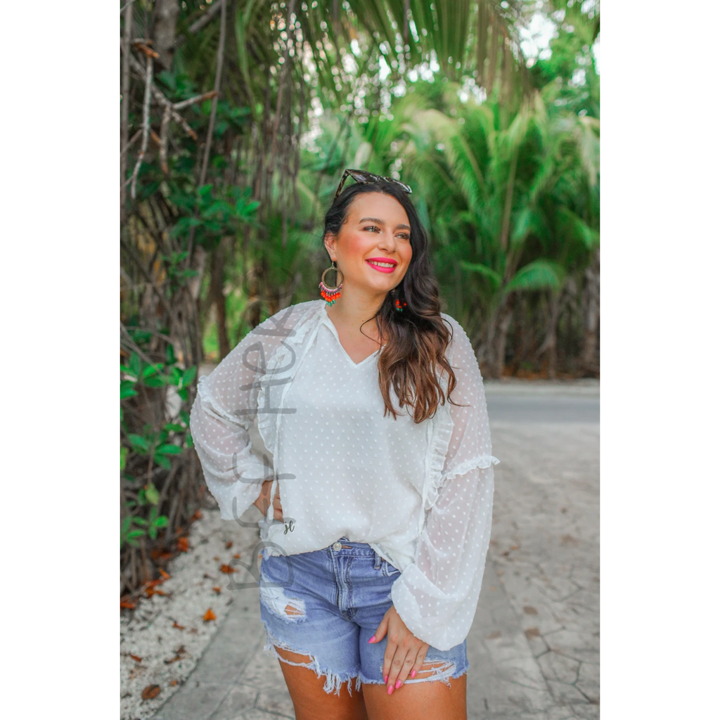 Mary Kate Dotted Drawstring Top - BFF Here