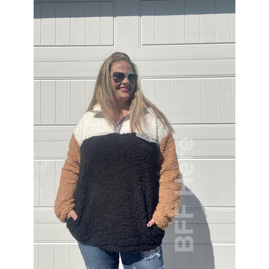 Graham Color Block Sherpa Pullover - BFF Here