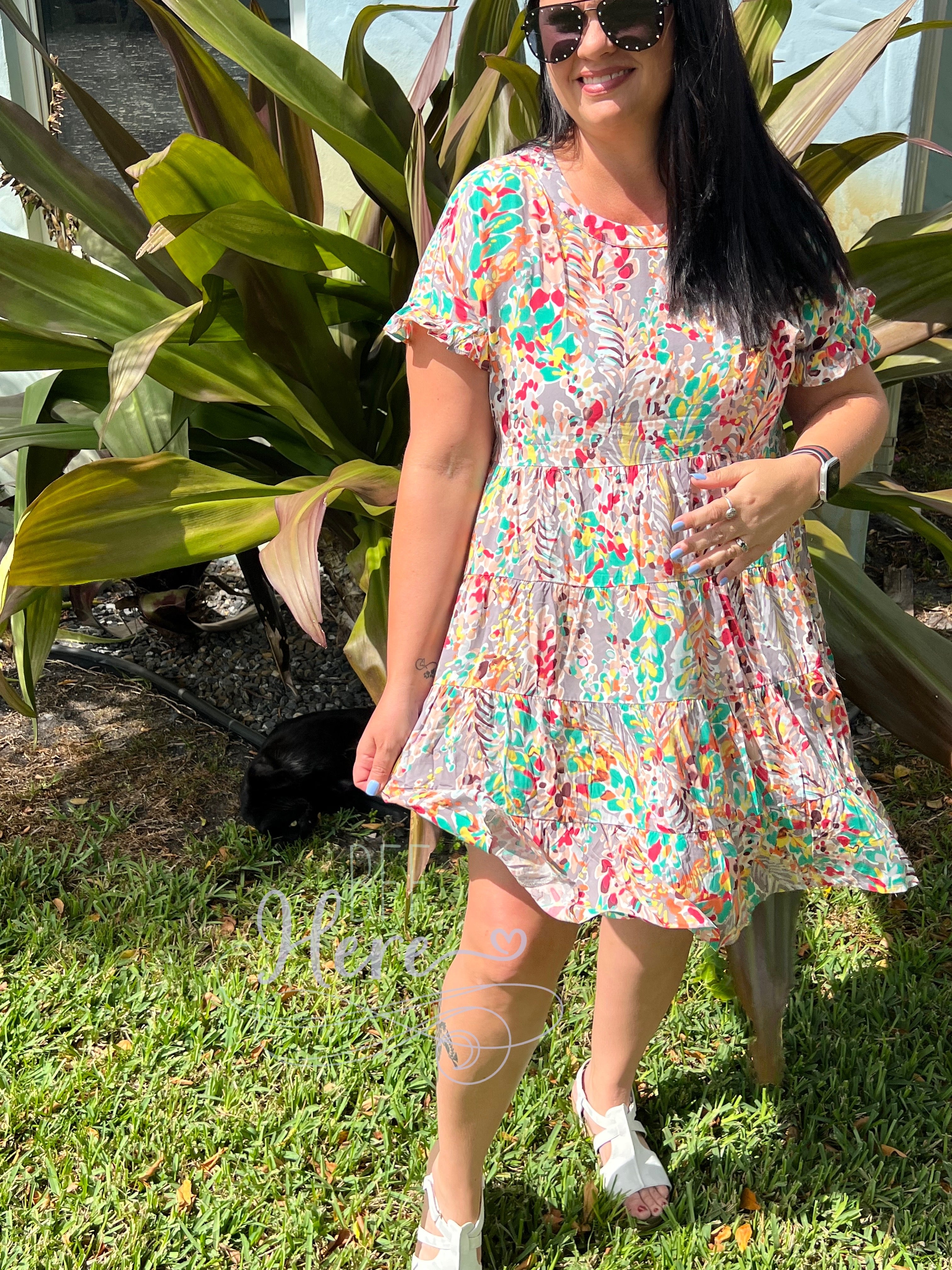 Secret Garden Floral Babydoll Dress -- Gray - BFF Here