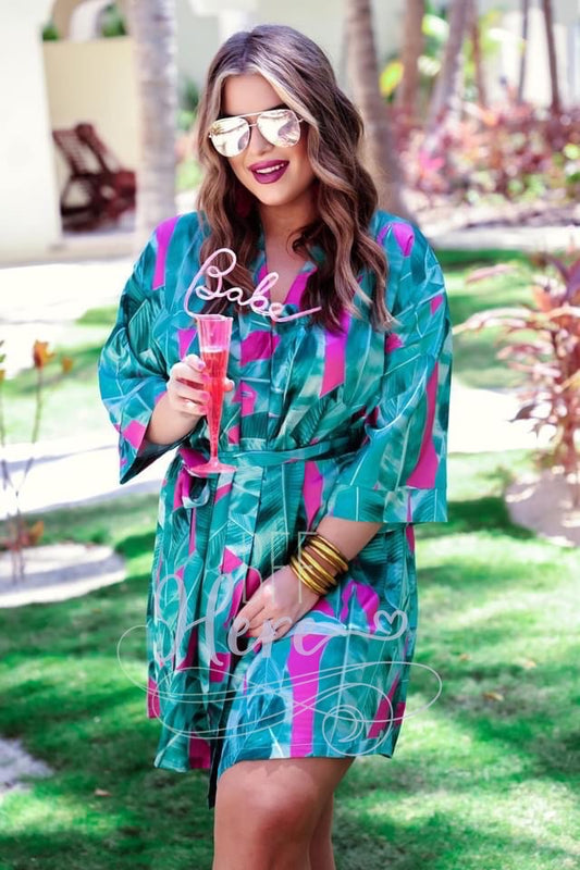 Tropical Destination Satin Robe - BFF Here