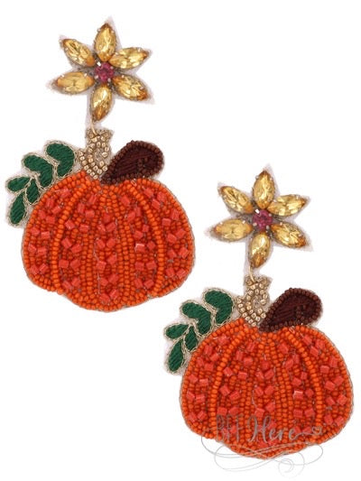 Pumpkin Leaf Seed Bead Earrings - BFF Here