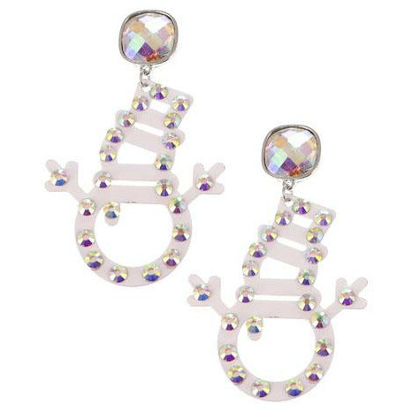 Snowman Rhinestone Earrings - BFF Here